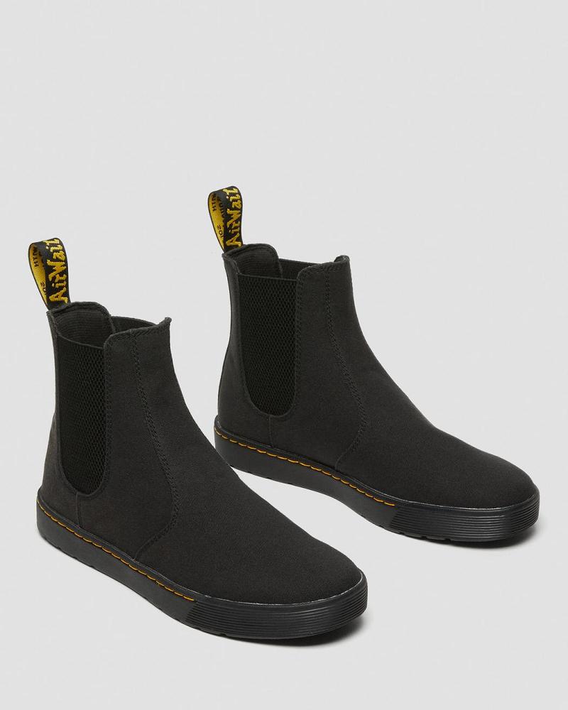 Black Men's Dr Martens Tempesta Men's Canvas Casual Chelsea Boots | CA 495SGL